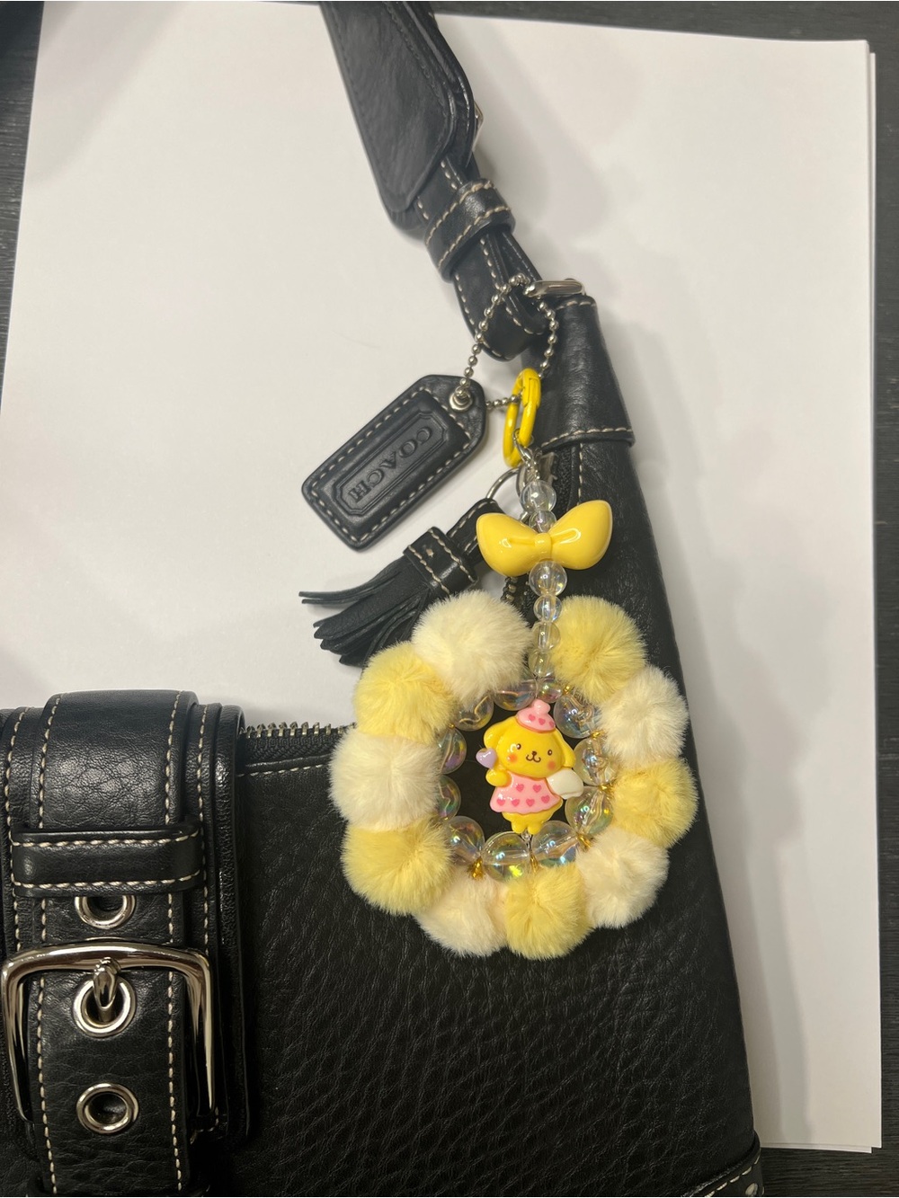 Yellow Pom-Pom Character Keychain/ bag charm